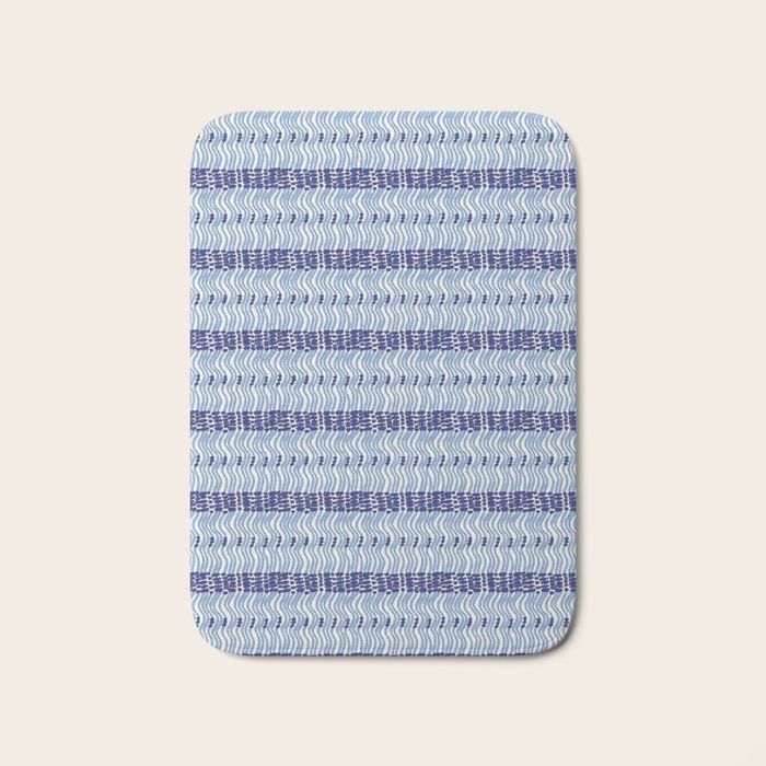 Wiggle Lines - Blue Color Bath Mat Gallery Image 1