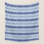Wiggle Lines - Blue Color Wall Tapestry Gallery Image 4