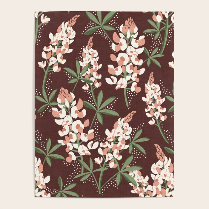 Bluebonnet Floral Brown Peach Multi Poster Gallery Image 1