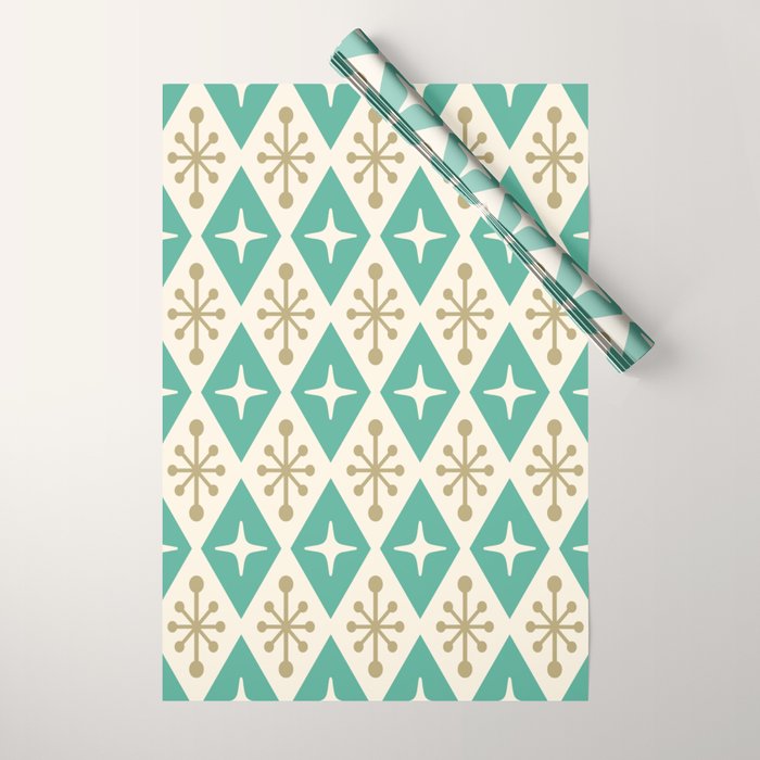 Mid Century Modern Atomic Triangle Pattern 105 Wrapping Paper Gallery Image 1