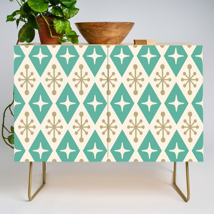 Mid Century Modern Atomic Triangle Pattern 105 Credenza Gallery Image 1