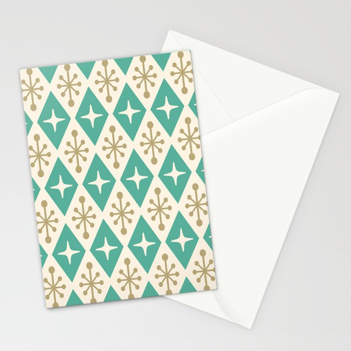 Mid Century Modern Atomic Triangle Pattern 105 Stationery Card Gallery Image 2