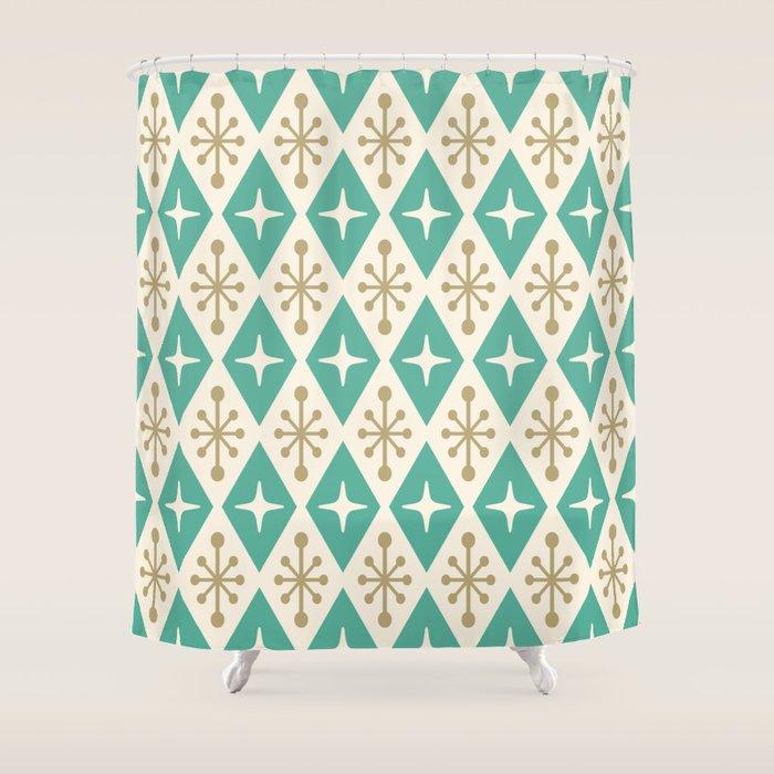 Mid Century Modern Atomic Triangle Pattern 105 Shower Curtain Gallery Image 1