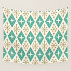 Mid Century Modern Atomic Triangle Pattern 105 Wall Tapestry Gallery Image 4