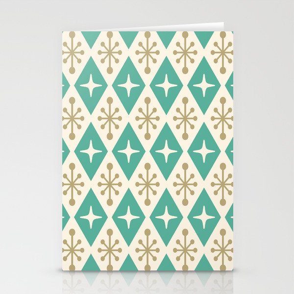Mid Century Modern Atomic Triangle Pattern 105 Stationery Card Gallery Image 2
