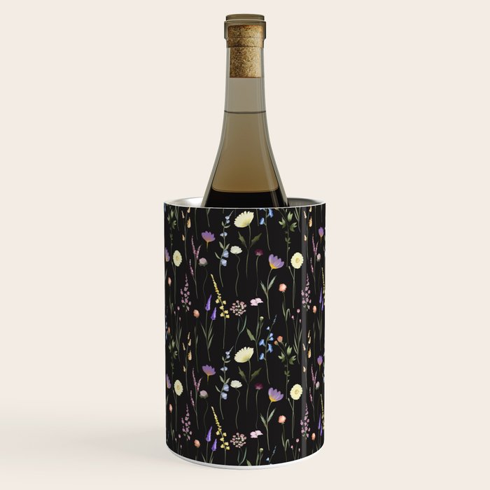 Moody Wildflowers Black Floral Pattern Wine Chiller Gallery Image 1