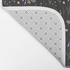 Moody Wildflowers Black Floral Pattern Bath Mat Gallery Image 2