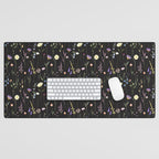 Moody Wildflowers Black Floral Pattern Desk Mat Gallery Image 1