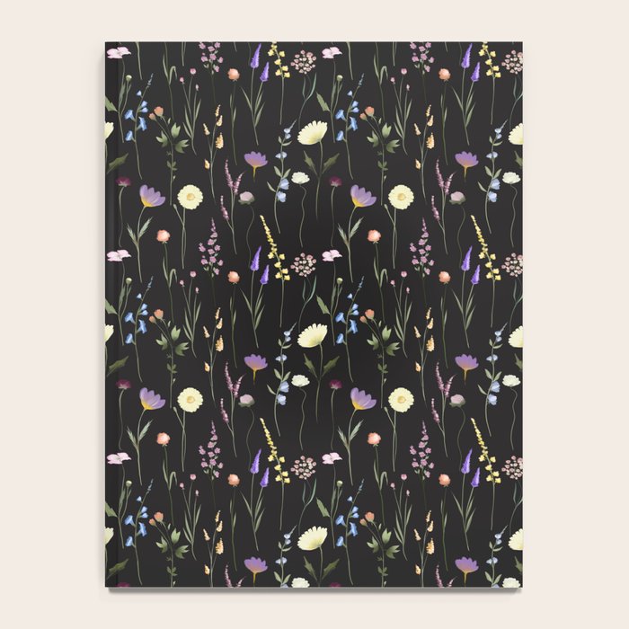 Moody Wildflowers Black Floral Pattern Notebook Gallery Image 4