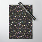 Moody Wildflowers Black Floral Pattern Wrapping Paper Gallery Image 1