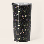 Moody Wildflowers Black Floral Pattern Travel Mug Gallery Image 3