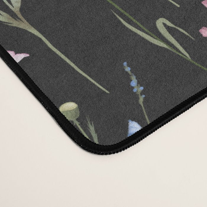 Moody Wildflowers Black Floral Pattern Desk Mat Gallery Image 4