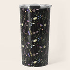 Moody Wildflowers Black Floral Pattern Travel Mug Gallery Image 1