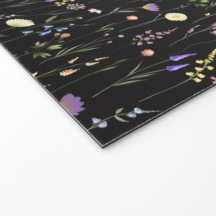 Moody Wildflowers Black Floral Pattern Welcome Mat Gallery Image 2