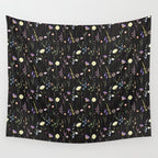 Moody Wildflowers Black Floral Pattern Wall Tapestry Gallery Image 4
