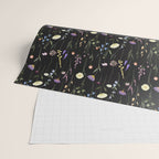 Moody Wildflowers Black Floral Pattern Wrapping Paper Gallery Image 2