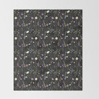 Moody Wildflowers Black Floral Pattern Throw Blanket Gallery Image 2