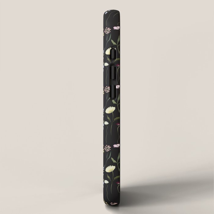 Moody Wildflowers Black Floral Pattern iPhone Case Gallery Image 2