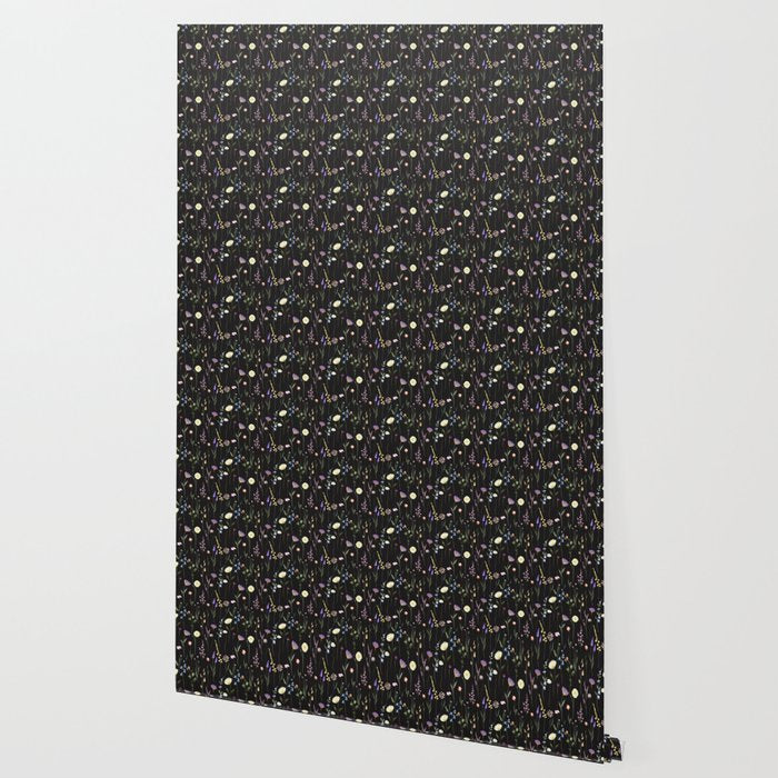 Moody Wildflowers Black Floral Pattern Wallpaper Gallery Image 2
