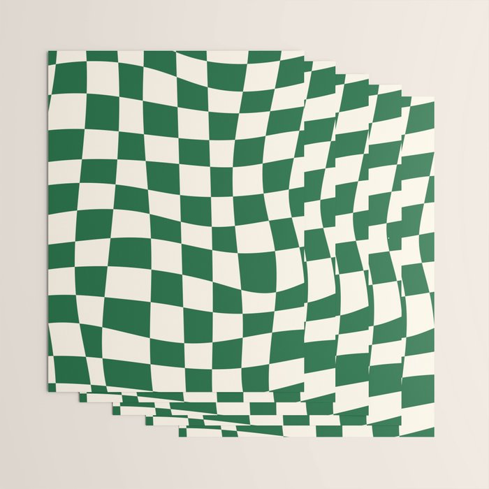 Wavy Checkered Green and White Wrapping Paper Gallery Image 3