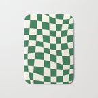 Wavy Checkered Green and White Bath Mat Gallery Image 1