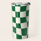 Wavy Checkered Green and White Travel Mug Gallery Image 2
