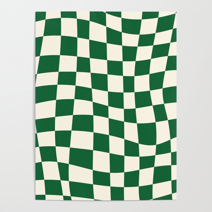 Wavy Checkered Green and White Poster Gallery Image 4