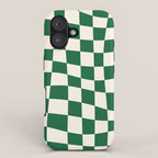Wavy Checkered Green and White iPhone Case Gallery Image 1