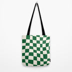 Wavy Checkered Green and White Tote Bag Gallery Image 2