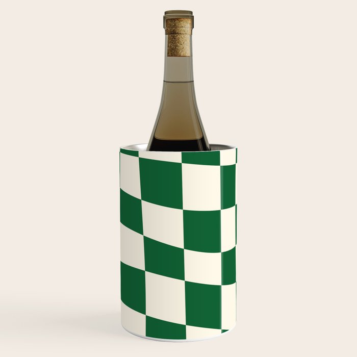 Wavy Checkered Green and White Wine Chiller Gallery Image 1