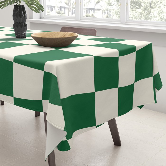 Wavy Checkered Green and White Tablecloth Gallery Image 3