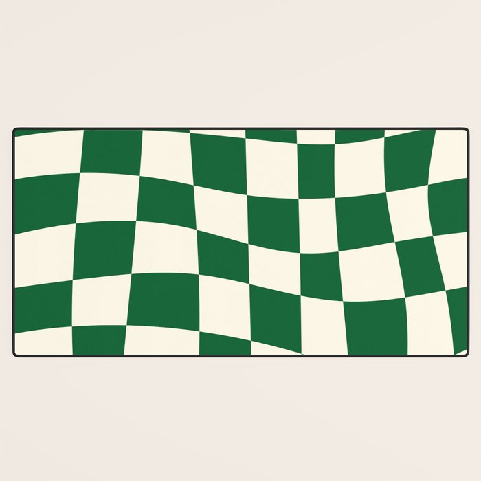 Wavy Checkered Green and White Desk Mat Gallery Image 3
