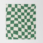 Wavy Checkered Green and White Throw Blanket Gallery Image 2