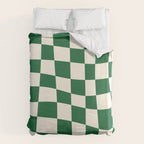 Wavy Checkered Green and White Duvet Cover Gallery Image 6