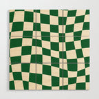 Wavy Checkered Green and White Wood Wall Art Gallery Image 1