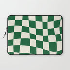 Wavy Checkered Green and White Laptop Sleeve Gallery Image 1