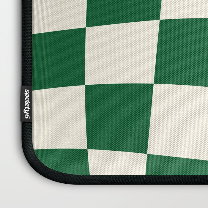 Wavy Checkered Green and White Laptop Sleeve Gallery Image 3