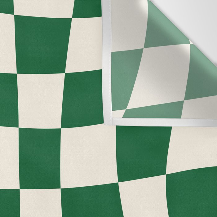 Wavy Checkered Green and White Wall Tapestry Gallery Image 3