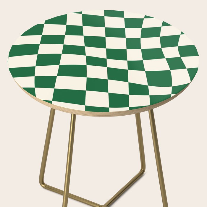 Wavy Checkered Green and White Side Table Gallery Image 2