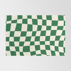 Wavy Checkered Green and White Rug Gallery Image 2