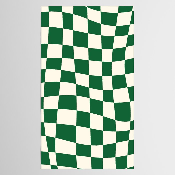 Wavy Checkered Green and White Tablecloth Gallery Image 2