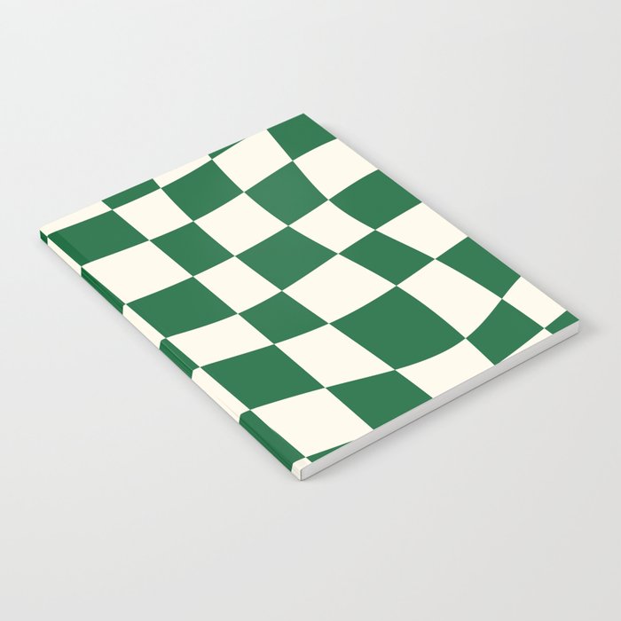 Wavy Checkered Green and White Notebook Gallery Image 1