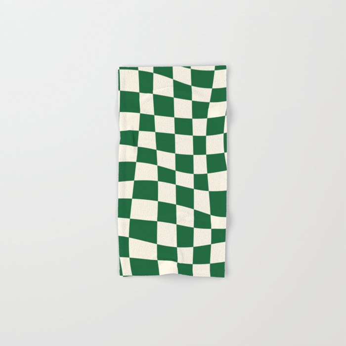 Wavy Checkered Green and White Bath Towel Gallery Image 1