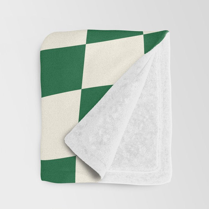 Wavy Checkered Green and White Throw Blanket Gallery Image 3