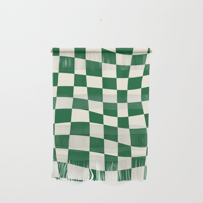 Wavy Checkered Green and White Wall Hanging Gallery Image 1