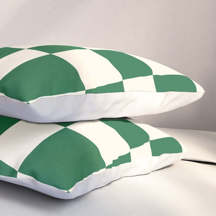 Wavy Checkered Green and White Pillow Sham Gallery Image 3