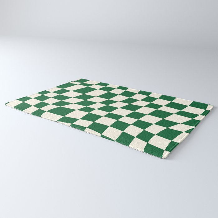 Wavy Checkered Green and White Rug Gallery Image 3