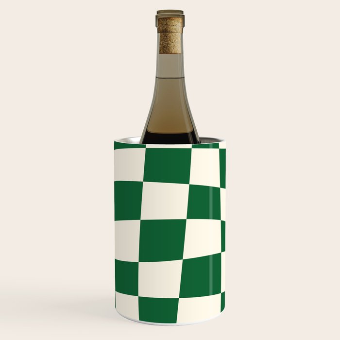 Wavy Checkered Green and White Wine Chiller Gallery Image 2