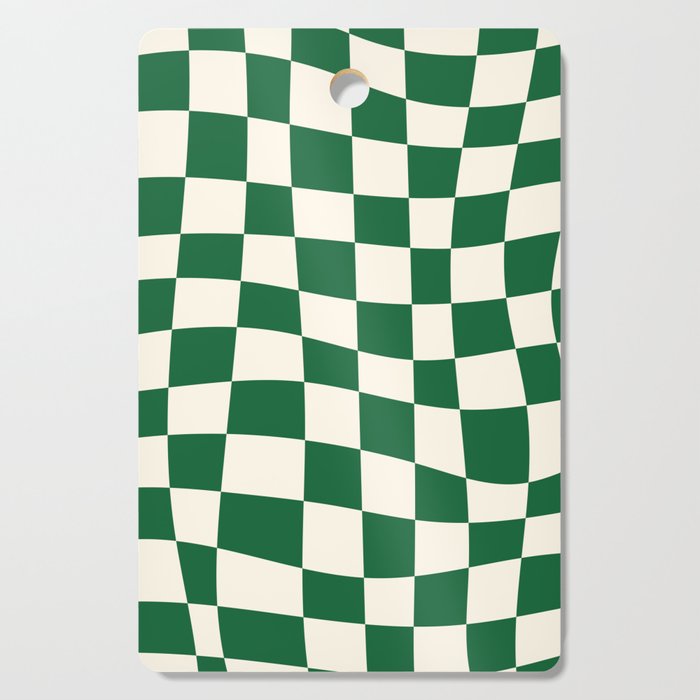 Wavy Checkered Green and White Cutting Board Gallery Image 1