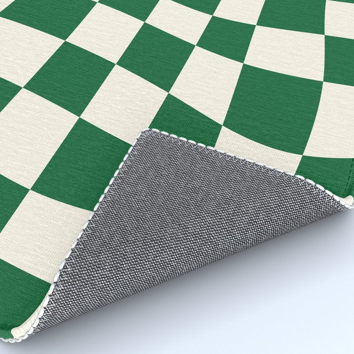 Wavy Checkered Green and White Rug Gallery Image 4